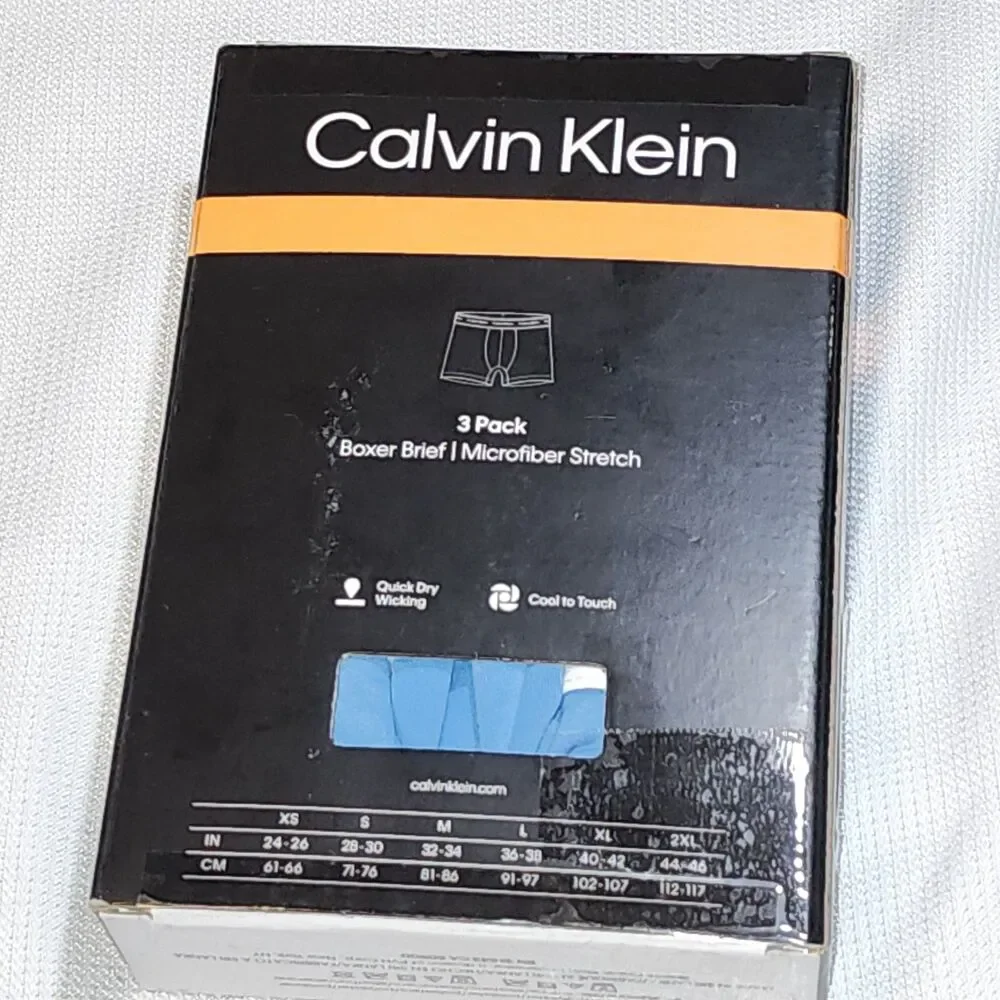 Calvin Klein Men’s Microfiber Stretch Boxer Briefs 3 Pack Size M Blue Black